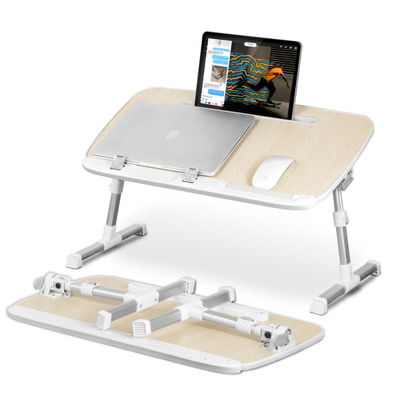 Laptop Desk for Bed Laptop Stand with Tablet Stand Slot , Laptop Bed Tray Table Adjustable Laptop Table Bed Desk ,Foldable Standing Desk for Writing in Sofa and Couch Wood Large Size